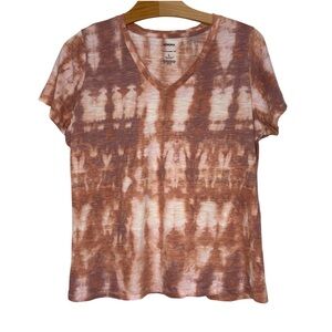 Women's Large Sonoma Everyday Tee Cotton V-Neck T-Shirt, Tie-Dye Pink